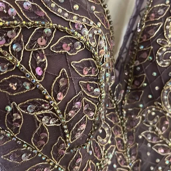 Soieblu Beaded Embroidered Maxi Dress Medium Prom Dress - Picture 5 of 10